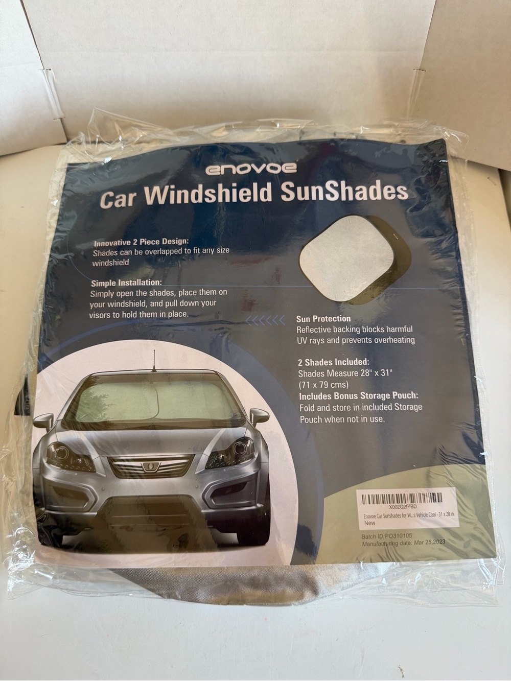 Silver Car Windshield SunShade - 2 Piece to fit any windshield